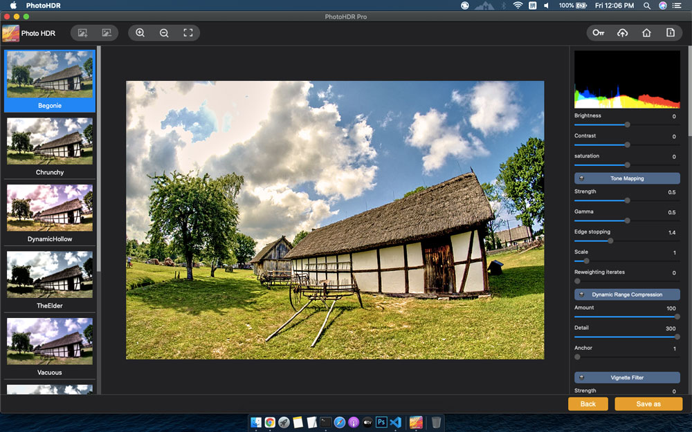 screenshot of photo hdr mac