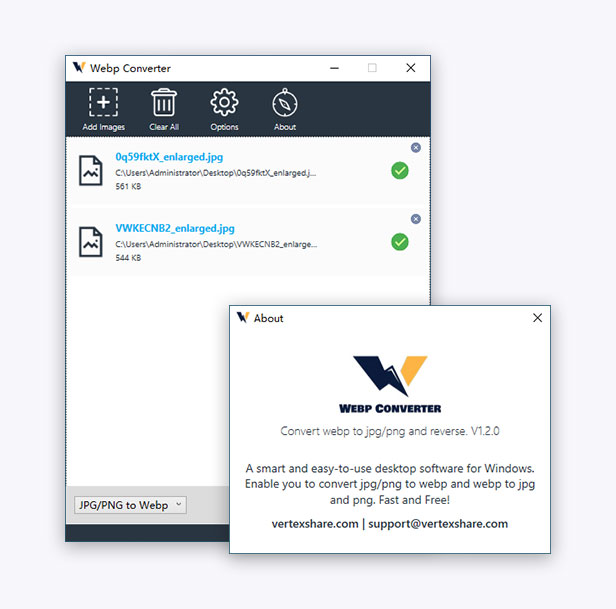 WebP converter screenshot